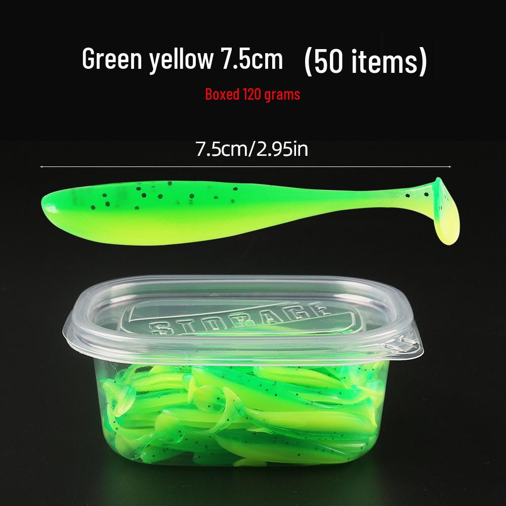 50pcs Two-Tone T-Tail Soft Baits: Freshwater Bass & Mandarin Fish Lures with Micro Object Long Cast Design