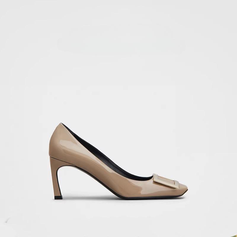 

Single Shoes Women S Thin High Heels Autumn And Winter Square Head Square Buckle, Thin And Comfortable, Light Mouth Leather, Sexy And Elegant 34