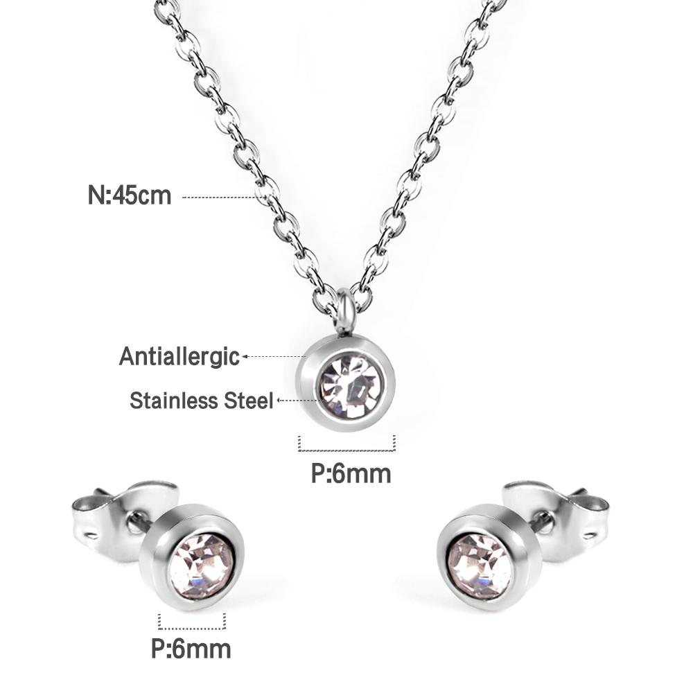 LUXUKISSKIDS Edelstahl Luxus Dubai Schmuck Frau Vergoldet Trendige Halskette Ohrringsets Hochzeit Großhandel Zirkon