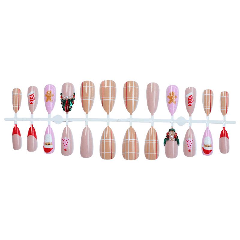 

French Santa Claus Autumn/Winter INS Style Press-On Nail Art - 24 Piece Set