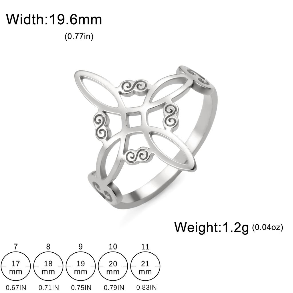 Stainless Steel Women'S Retro Witch Knot Ring Hollowed Out Celtic Knot Amulet Good Luck Symbol Couple Jewelry Holiday Gift