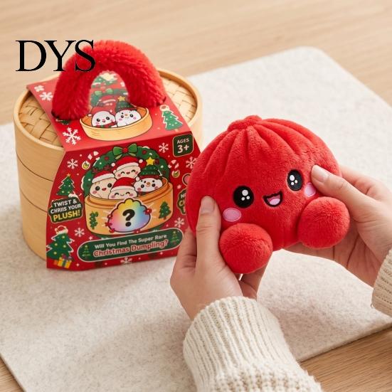 Plush Dumpling Decor Christmas Squeeze Toy, Steamed Bun Plushie for Stress Toy Relief, Stuffed Fidget Party Favors Sensory