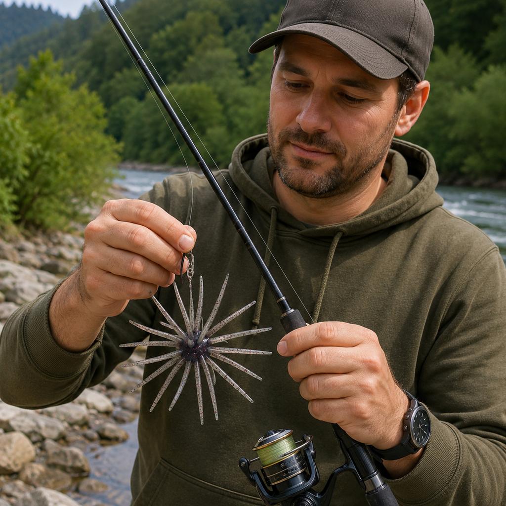 6pcs TPE Sea Urchin Soft Fishing , Floating Soft for Trout, Tackle Bag Included