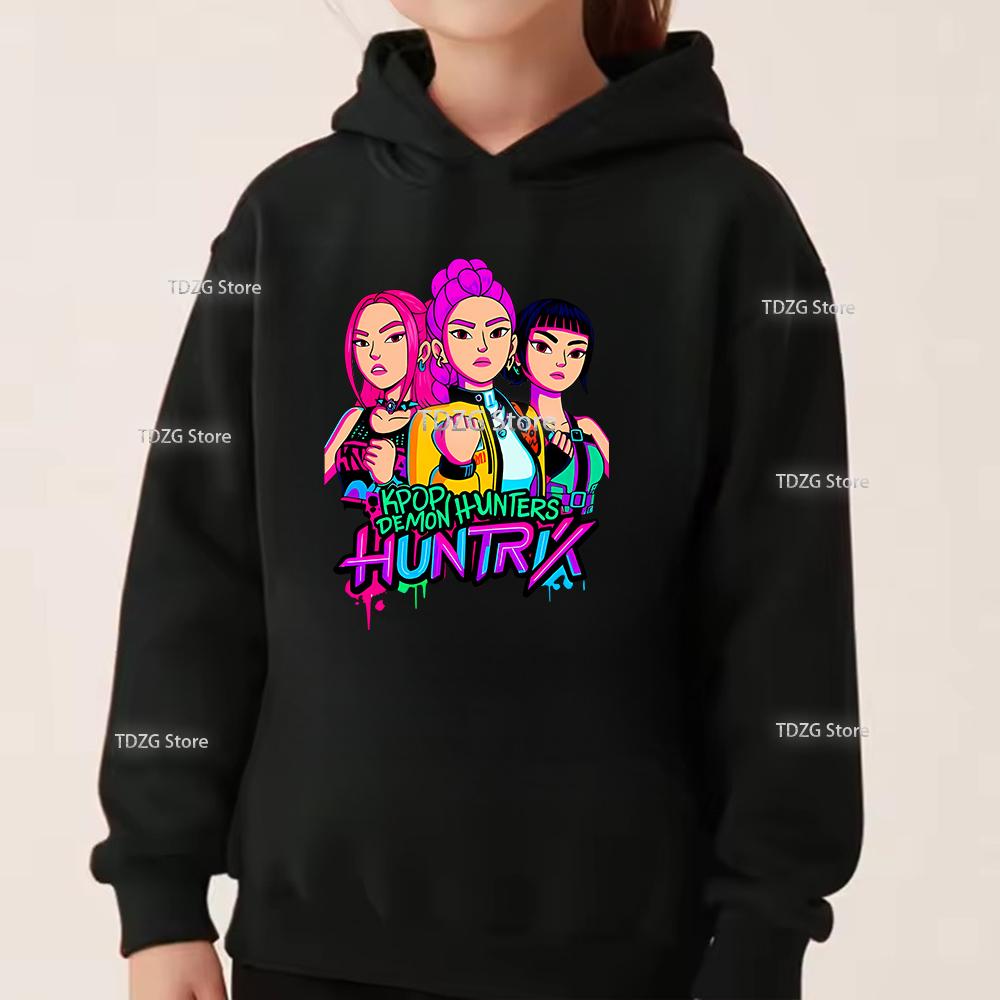 Autumn Single Girl Group KPop Demon Hunter Print Fashionable and Simple Sports Boy Girl Pullover Hoodie Children Clothing