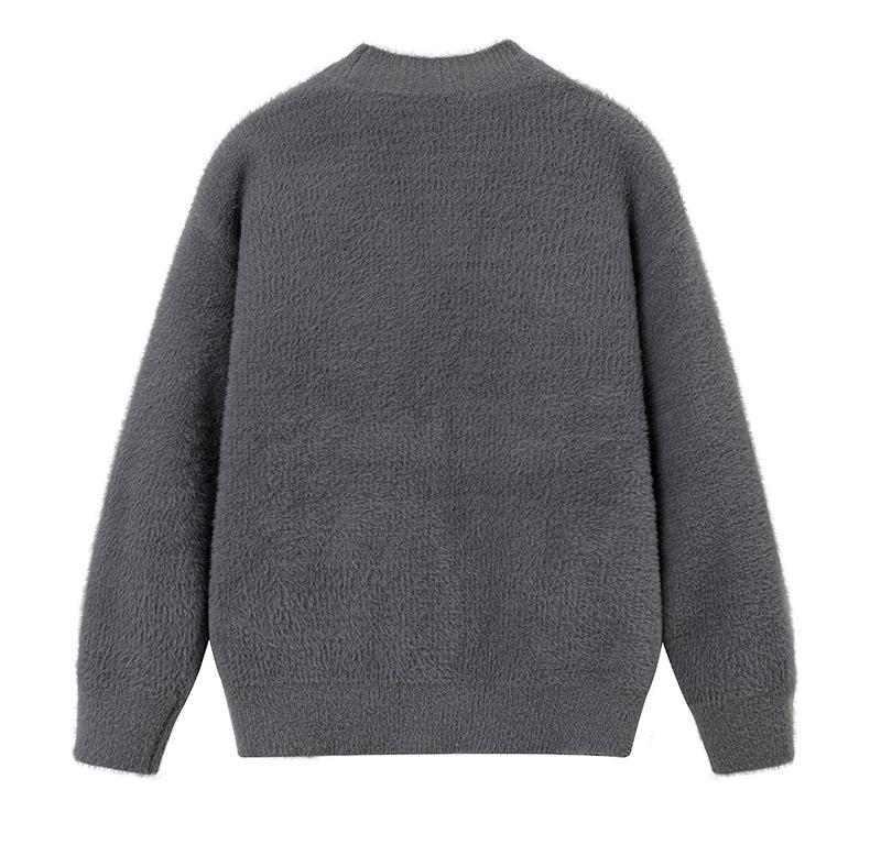 Men's Retro Color Block Thick Knit Cardigan Sweater for Autumn/Winter