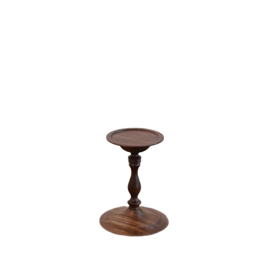 Dining table atmosphere candlestick black walnut wooden candlestick French medieval hand-turned candlestick ornaments