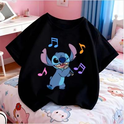 2026 New Stitch Breathable Boys Sports Cute T-shirt Couple Parent-child Clothing Summer Fashion Casual Children's T-shirt