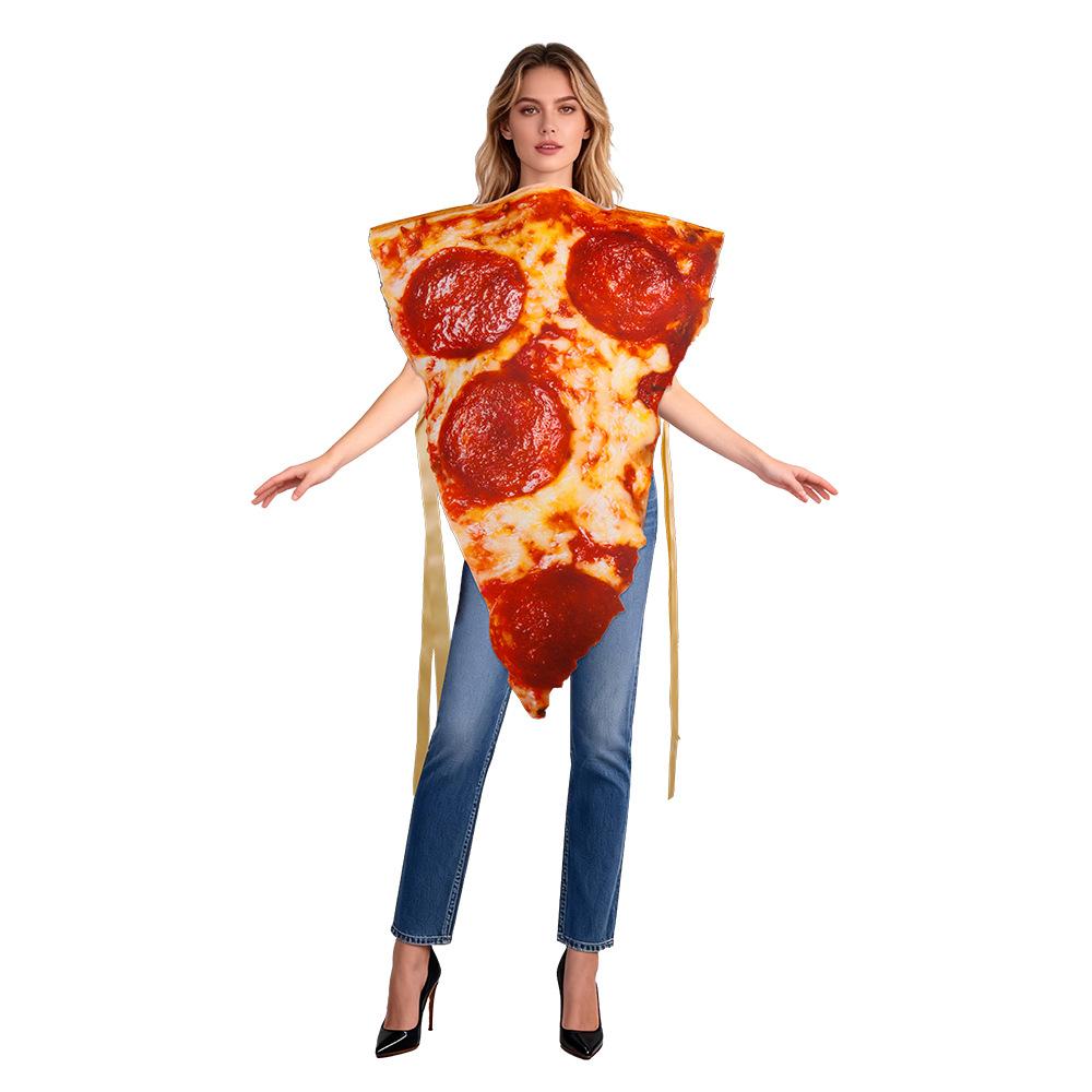 Fun Pizza Print Romper, Cotton Blend Material, Tie-Strap Design, Party Stage Performance Costume