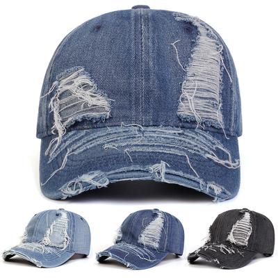 Unisex Ripped Denim Wasserwäsche Baseballkappen Frühling Herbst Outdoor Verstellbare Lässige Hüte Sonnenschutzhut Sportkappe