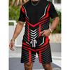 Casual Sports Suit, Breathable Outdoor Leisure Men'S Round Neck T-Shirt And Shorts Set, Summer Digital Print Outfit for Adult Men, Plus Size