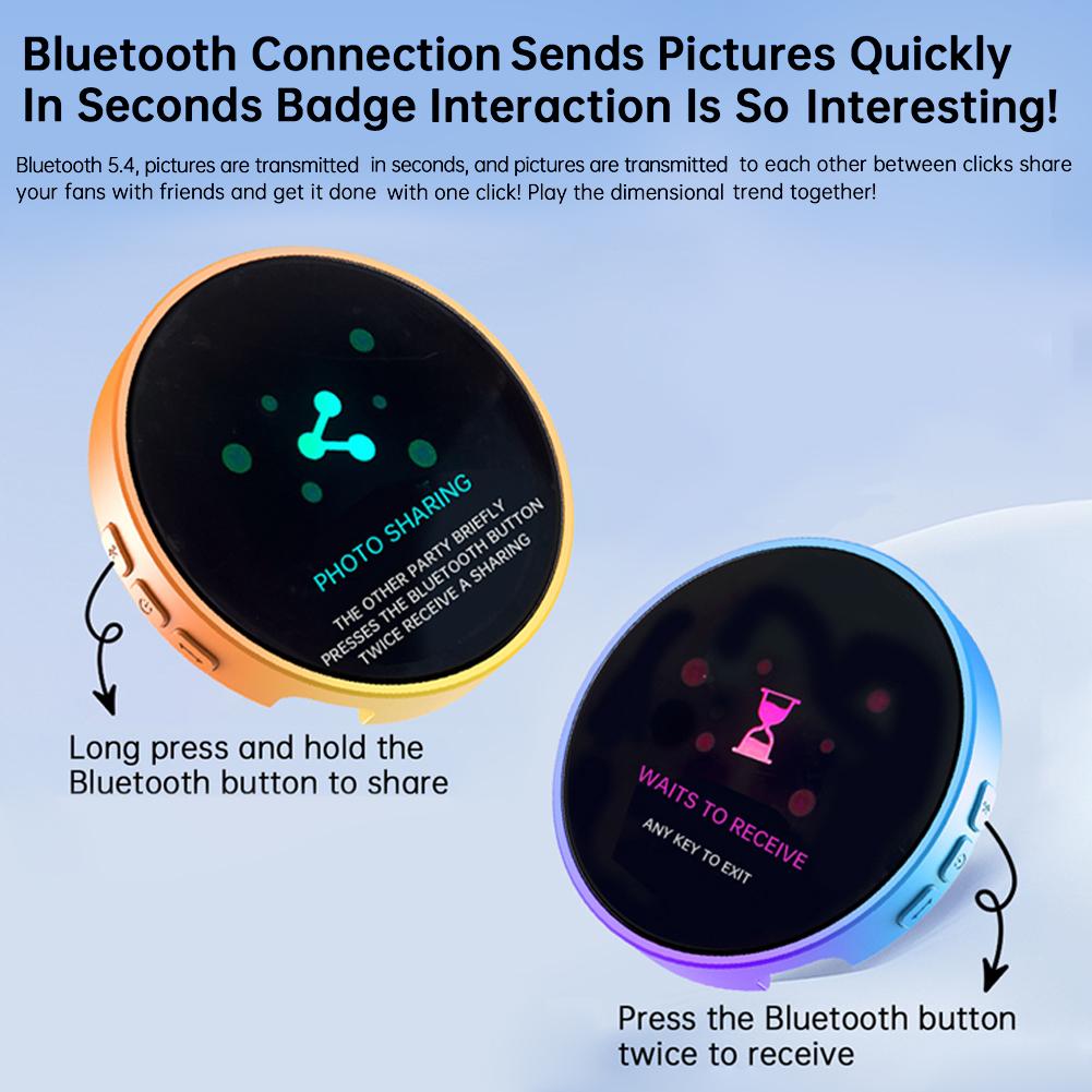 NY Anime E-märke Dynamisk Smart Pekskärmsdisplay Pin Dynamiskt Elektroniskt Märke APP Bluetooth-anslutning Märke Gåva