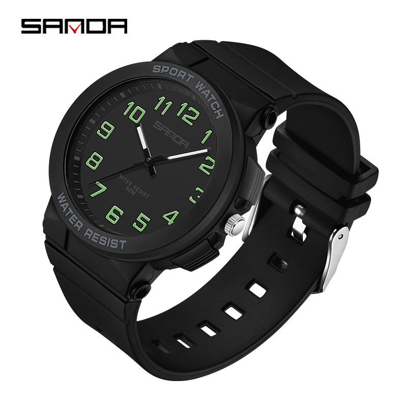 Sanda Trendy Luminous Waterproof Quartz Watch for Teens - Simple, Versatile Pointer Style.