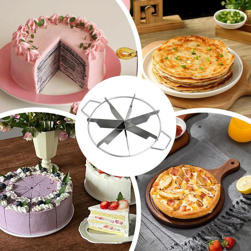 Cake Cutter Slicer Stainless Steel Pie Cutter 6/7/8 Even Divisions Round Bread Divider Pastry Cheese Pizza Cutting Press Tool