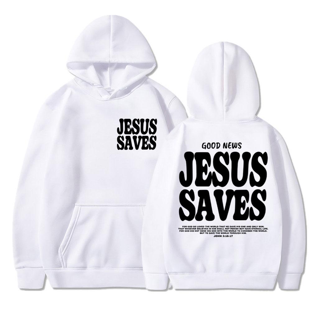 Christlicher Religiöser Jesus Rettet Print Hoodie Vintage Gotisch Herren Damen Mode Pullover Fleece Übergröße Sweatshirt