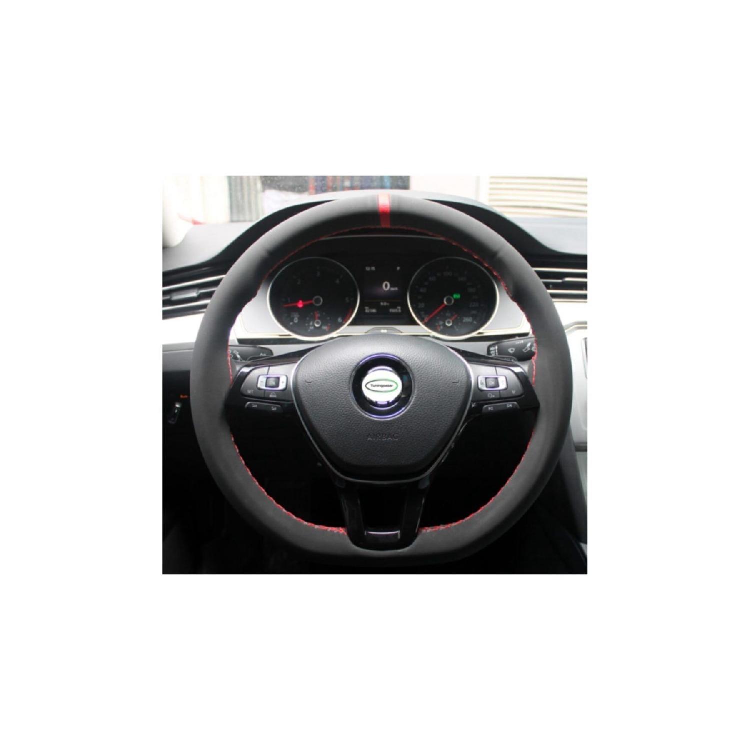 

Чехол на руль автомобиля Алькантара Модель Алькантра с красной строчкой