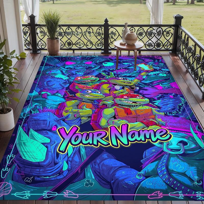 Custom Text Teenage Mutant Ninja Turtles Pattern Floor Rug Soft Indoor Carpet Mat Living Room Bedroom