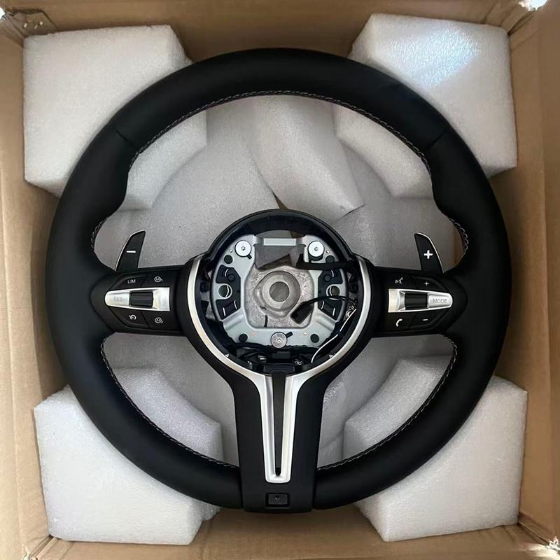 Leather for BMW M3 M5 F10 F11 F12 F13 F15 F20 F21 F22 F25 F30 F31 F32 F33 F34 F35 F36 E71 E90 M Logo Steering Wheel Assembly
