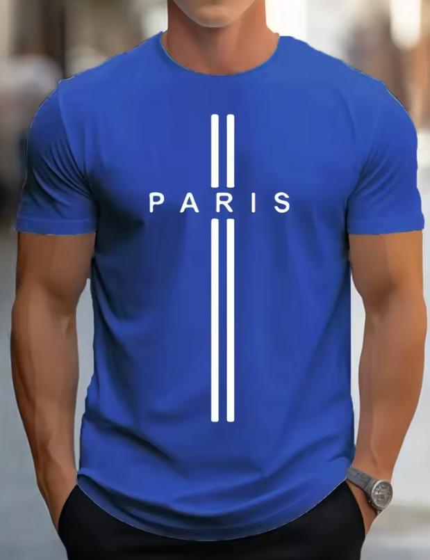 2d Printed Unisexs Loose Summer Tshirt Paris Printed Round Neck Casual Tight Tshirt Short Sleeved Tshirt