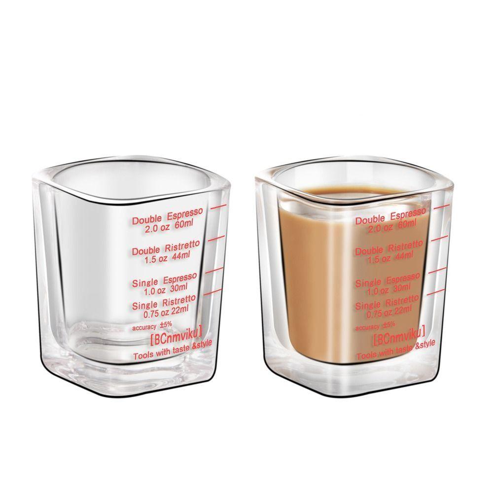 

2pcs 6*6*5 CM Espresso Shot Glass Glass Coffee Ounce Cup Double Measuring Baking Cups Home красный