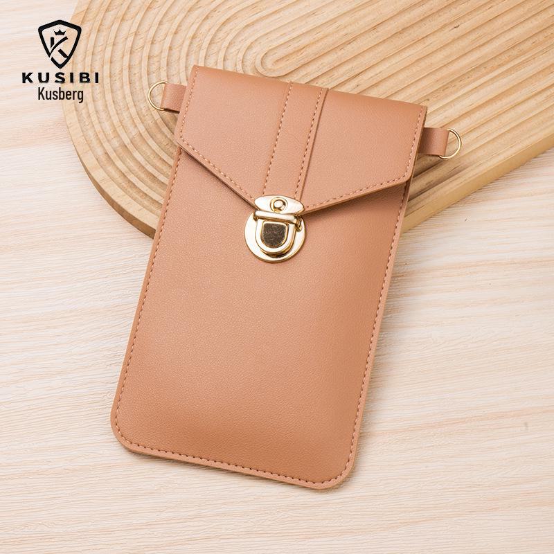 Trendy dámská tenká crossbody kabelka s dotykovou kapsou na mobil a všestrannou přezkou – malá peněženka ve studentském retro stylu