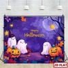 2D Purple Halloween Ghost & Pumpkin Photography Background