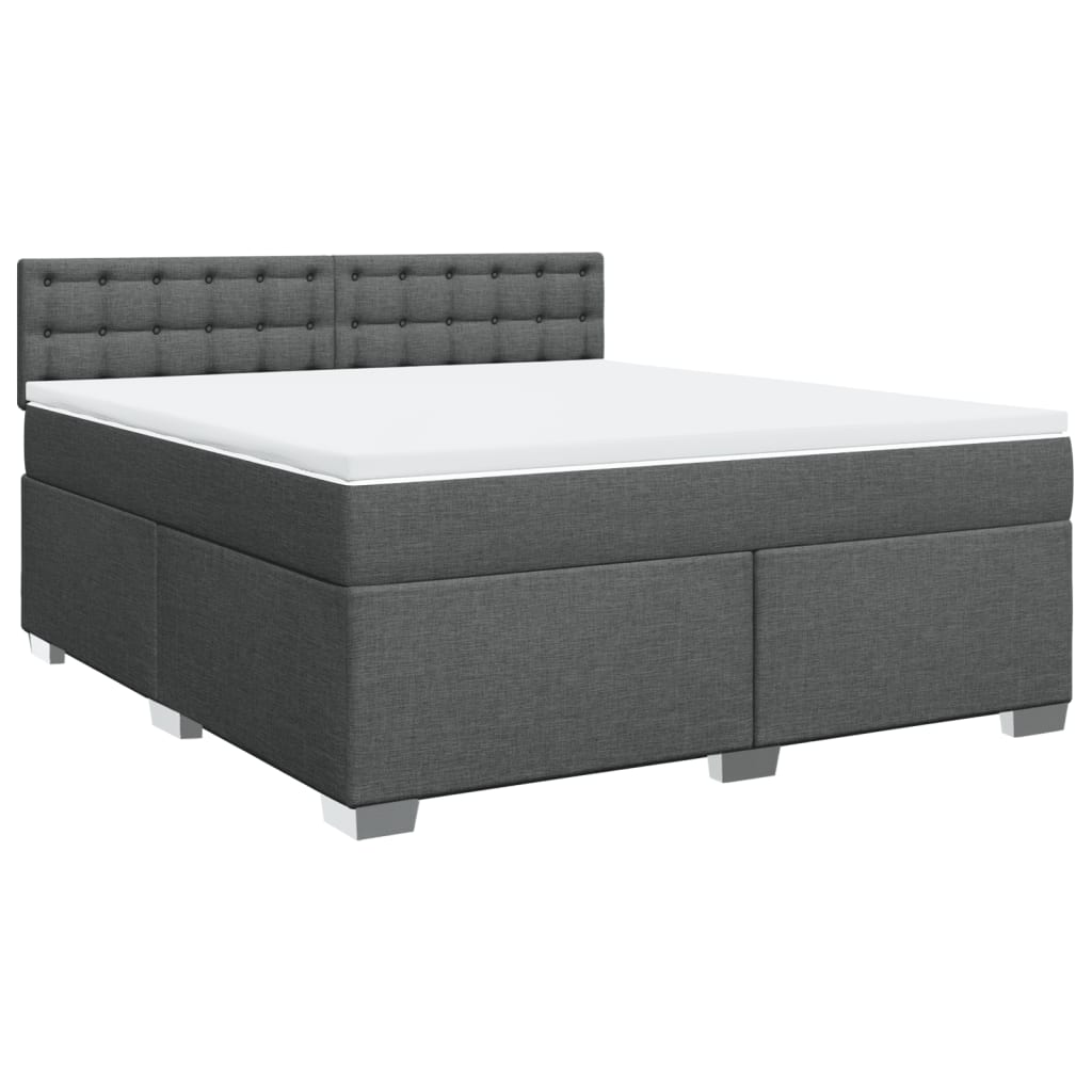 Vidaxl Continental Bed With Mattress, Dark Grey Fabric 180X200 Cm