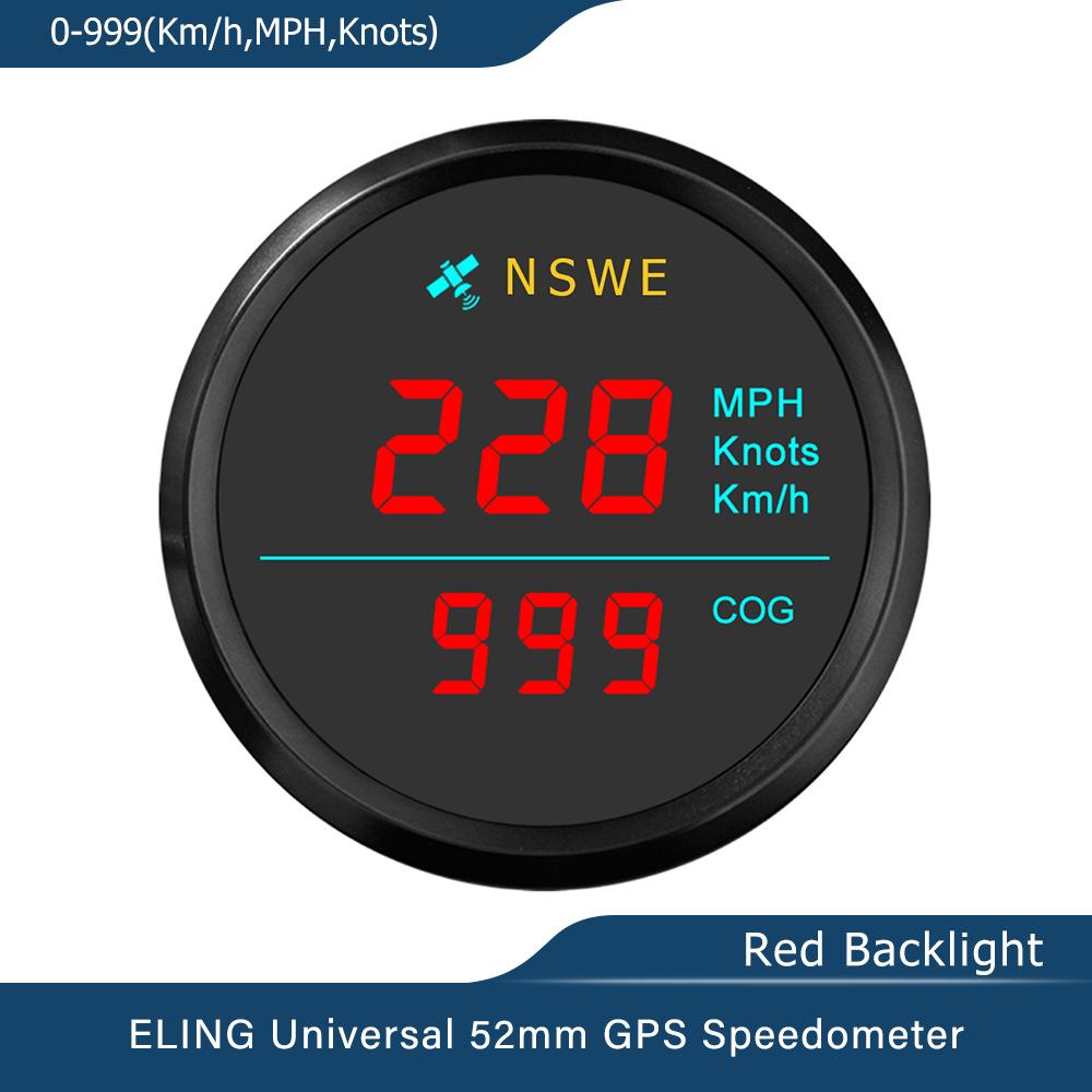 52mm Universal GPS Speedometer with Compass for Marine Boats Yacht 12V 24V without Odometer Red BN