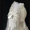 Elegant Lace Trim Headband With Angelic Wing Anime Hairhoop Hair Decoration For Special Occasion Masquerade Headpiece
