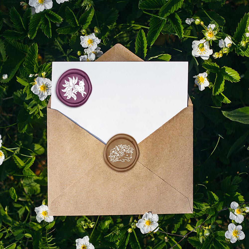 Animals Collection Wax Seal Stamp Retro Sealing Wax Stamp Nine-tailed Fox, Mouse, Hedgehog, Crow Pattern Removable Brass Heads