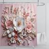 3D Flower Shower Curtain Set Colorful Printing Design Fabric Bathroom Decoration Waterproof Washable Shower Curtain With Hooks