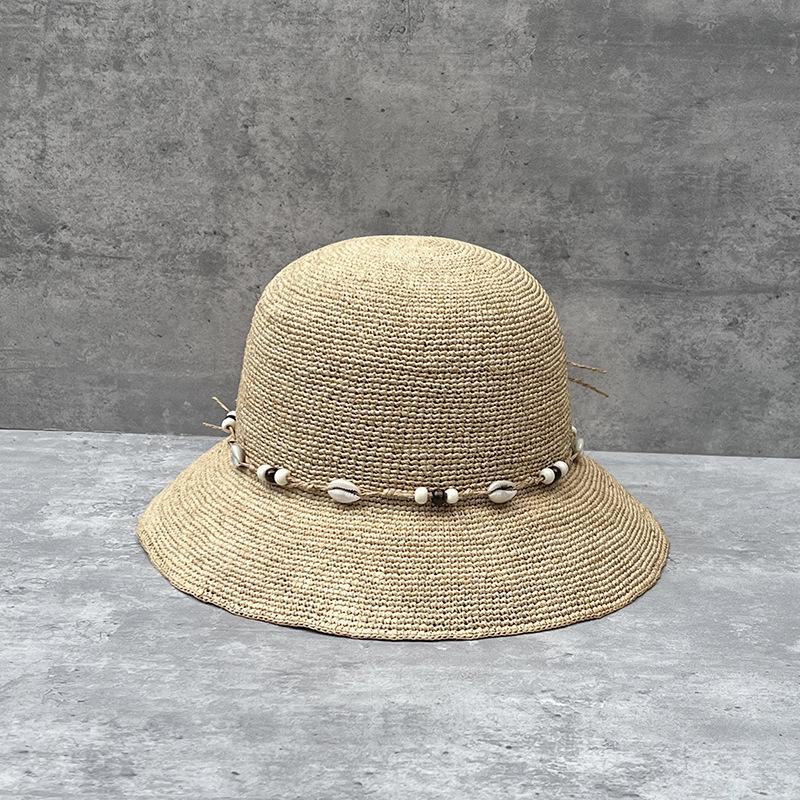 Spring And Summer Vacation Ethnic Style Lafite Grass Hand-Woven Big-Brimmed Sun Hat Women'S Foldable Casual Straw Hat Basin Hat