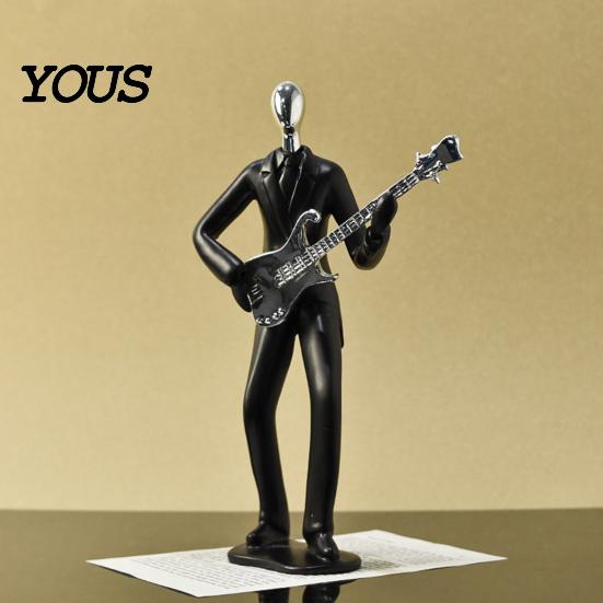 High-end Textured Decor Minimalist Black Resin Figurines, Modern Abstract Musician & Golfer Statues, Luxury Home Light Accents for Living Room