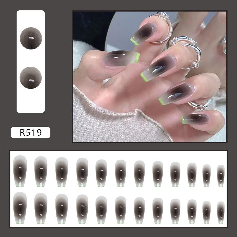 24Pcs Korean Fresh False Nails Patch Artificial Press On Wearing False Nails Detachable Fake Fingernails Full Cover Nail Tips