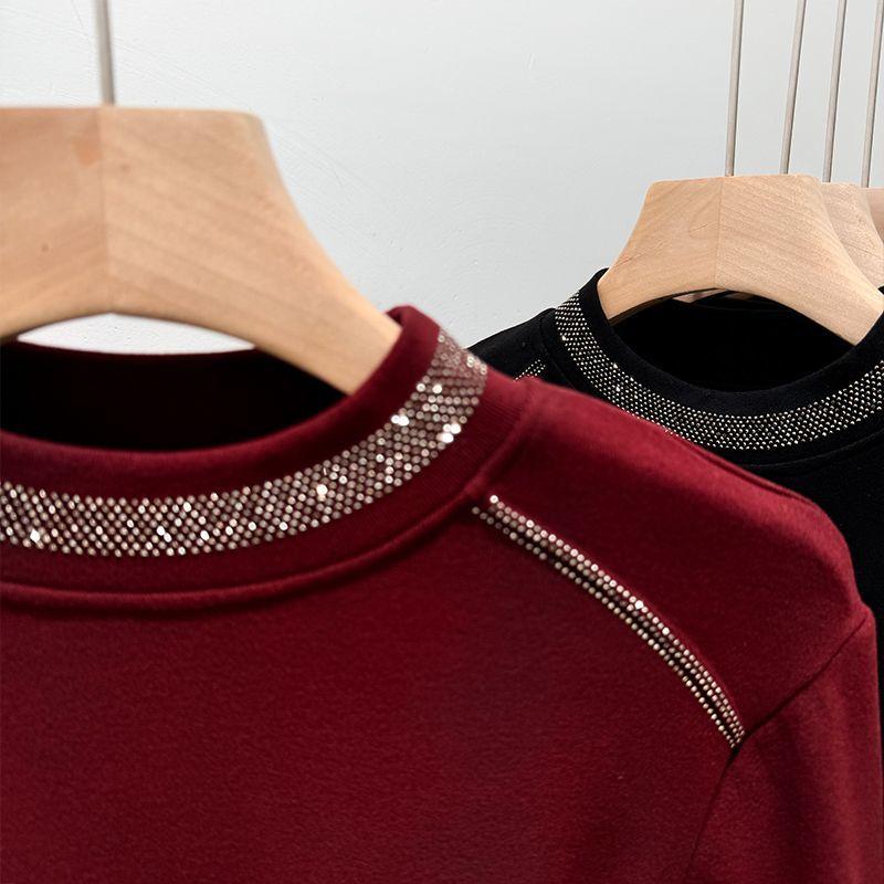 Dámské topy plus size podzim zima střední délky sametové zahuštěné elastické košile módní potisk volné ležérní topy