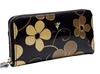 Fair Fairy Genuine Leather Enamel Long Wallet 120029 Floral Print stains and scratches do not affect Women's Zip-Around (Black (Small use))