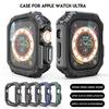 Militärisches, robustes Rahmengehäuse für Apple Watch Ultra Serie 8 7 6 SE 5 Kohlefaser-Textur Stoßfänger Metallknopf 49mm 40 41 44 45mm