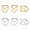 DIY Blank Dome Heart Cuff Ring Making Kit, Including 304 Stainless Steel Open Ring Setting, Golden & Stainless Steel Color, 6Pcs/box