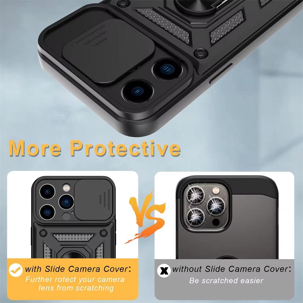 Slide Camera Magnetic Case For iPhone 16 15 Pro Max 13 12 Mini Coque For iPhone 14 11 Pro Mas 15 16 Plus Ring Holder Phone Cover