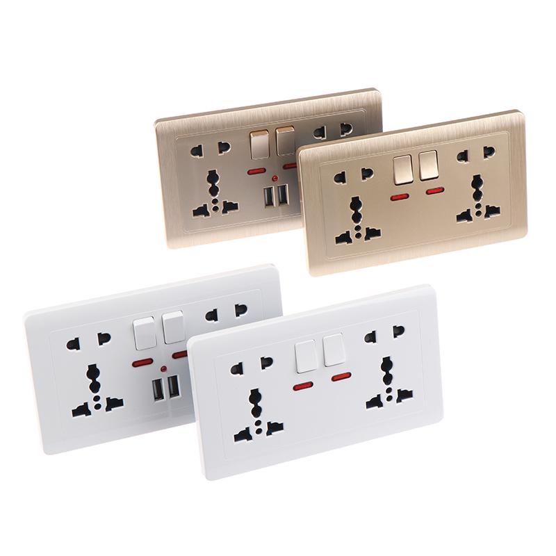 Veggstrømkontakt Universal 5 Hull 2.1A Dobbel USB-laderport Kontakt