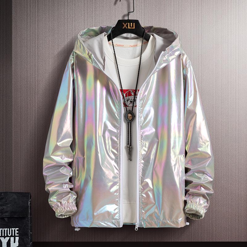 Summer Colorful Shiny Sunscreen Jacket Unisex Lightweight Breathable Plus Size Trendy Outerwear