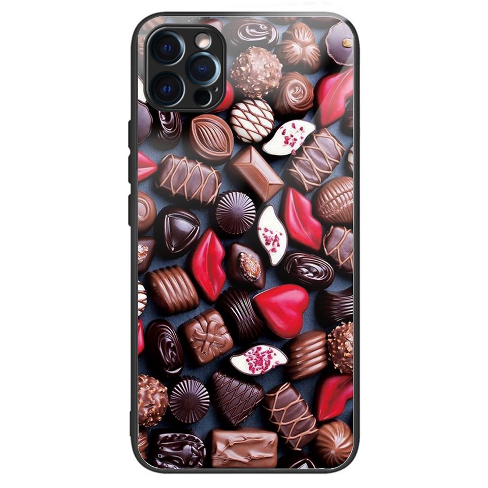 For iPhone 15 Pro Pattern Printing Phone Case Tempered Glass Back+TPU Edge