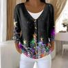 Women's Fashion Long Sleeve Christmas Snowman Snowflake Print Jacket Cardigan