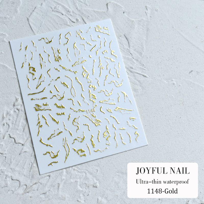 2023 Rose Gold 3D Nail Art Stickers - Self-Adhesive Throwing Ball Pattern Decals