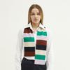 Double Face Petit Cashmere Muffler Green Navy Stripe