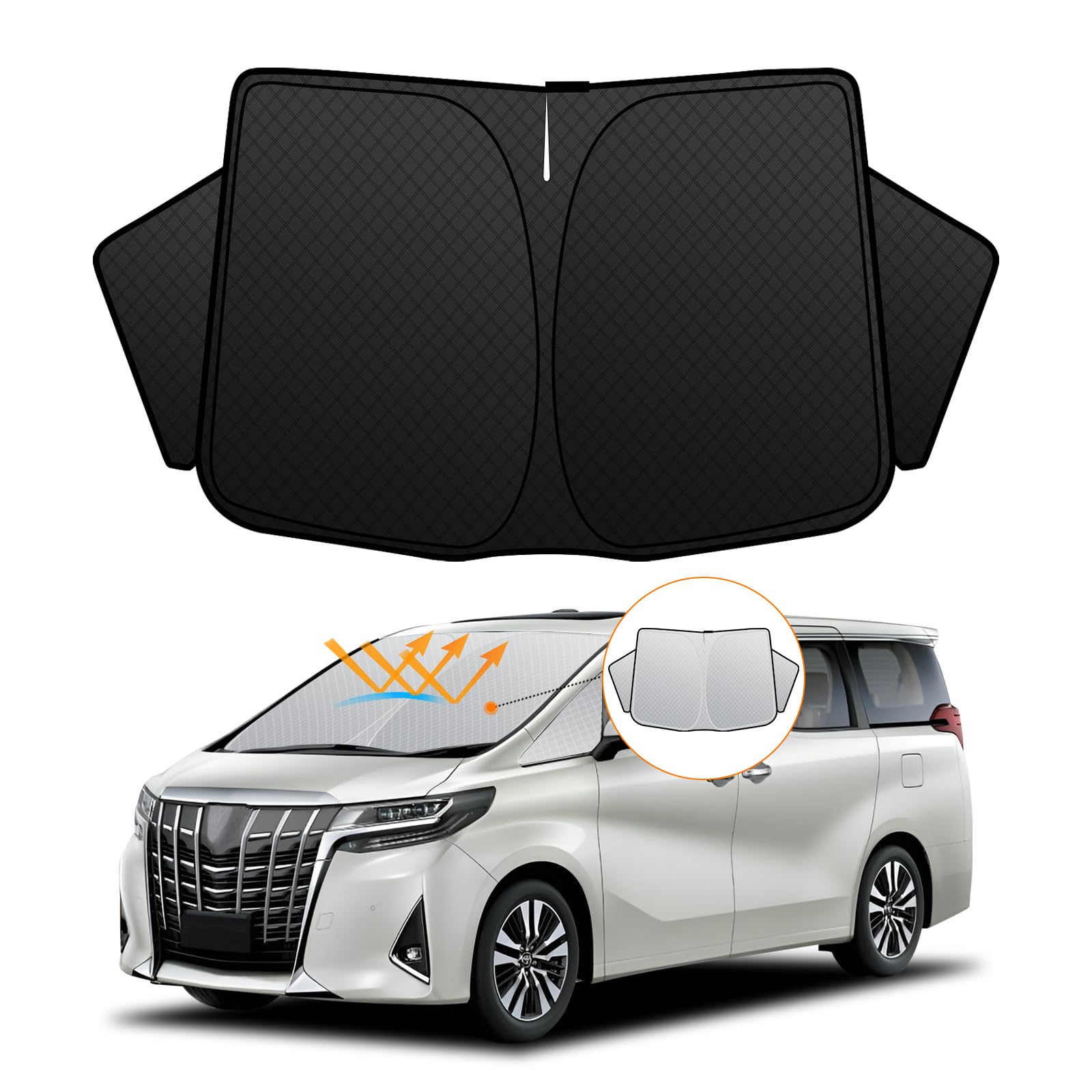 

Toyota Windshield Sunshade UV No Suction Cups Light Summer UV Easy Installation and Includes Storage Bag [Enhanced Edition] Alphard/Vellfire (30