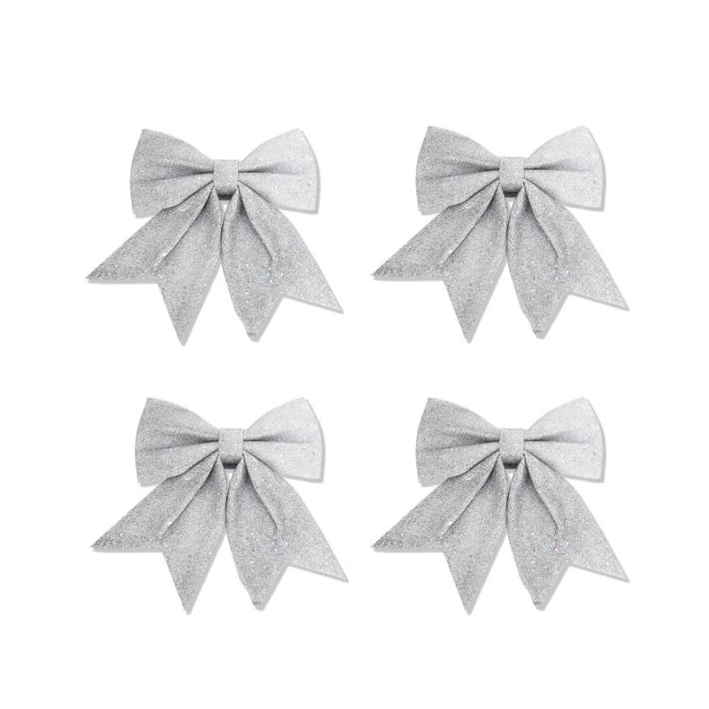 4pcs Christmas Sequin Bows, Xmas Wreaths Mini Bows Christmas Tree Bows Christmas Decorative Bows Ornaments New Year Festive