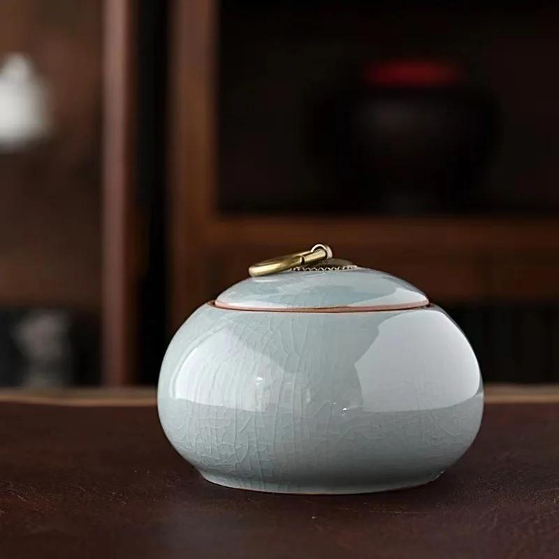 Pequeño recipiente de cerámica para té chino, caja para almacenar todo tipo de té, recipiente de cerámica rústica para té Pu-erh, estilo moderno.