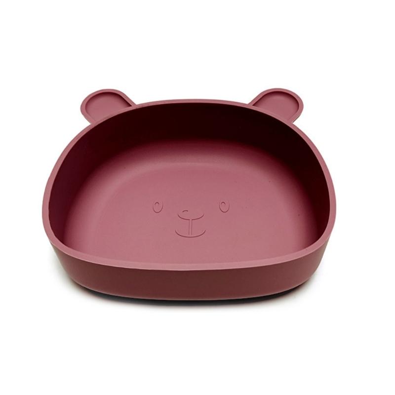 Cartoon Bear Toddlers Learning To Eat Dinning Plate Silicone Suction Cup Bowl Scaldproof Tableware for Baby 6+ Month