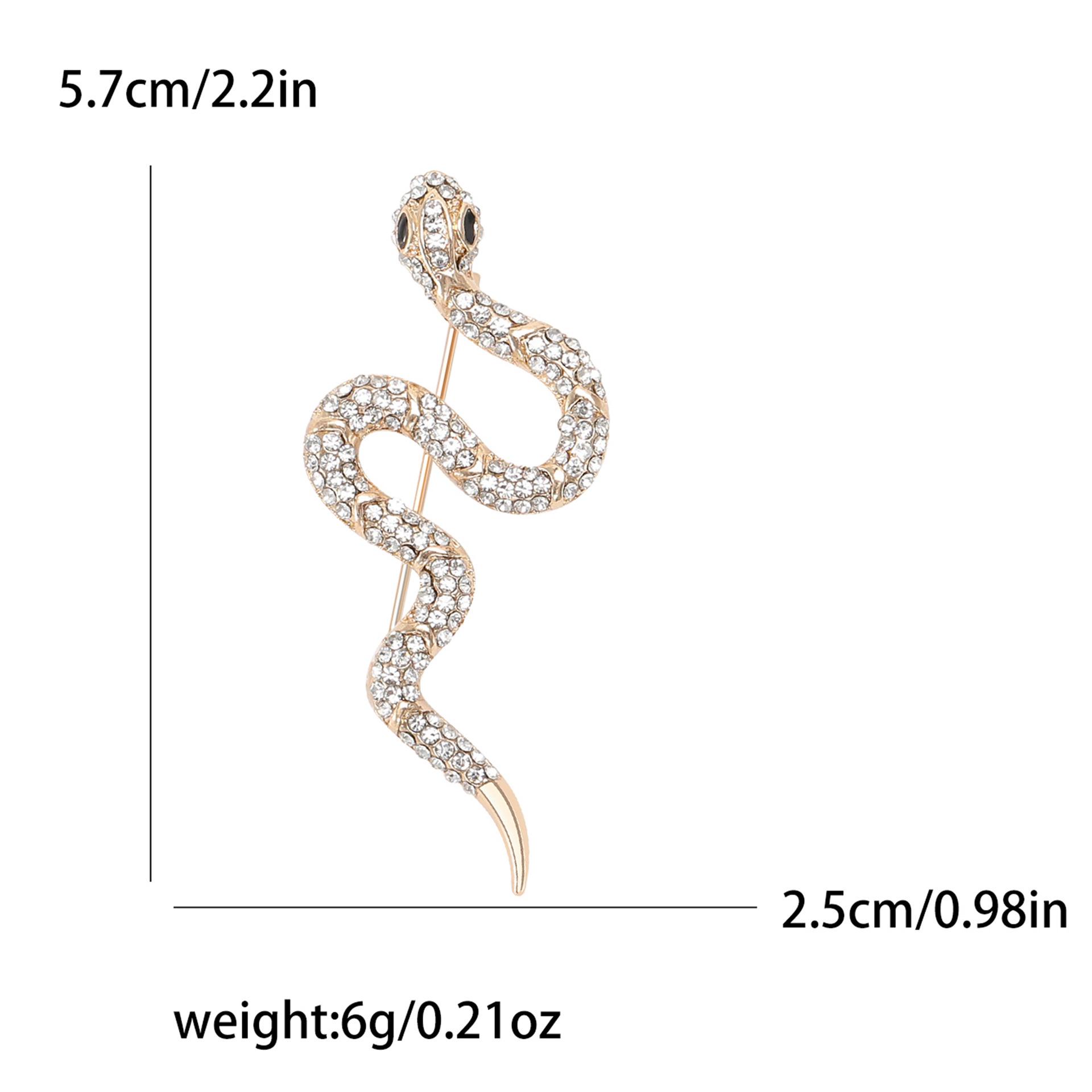 

Exquisite Snake Rhinestone Brooch: Japanese-Korean Fashion Alloy Animal Pin for Coats & Outerwear
