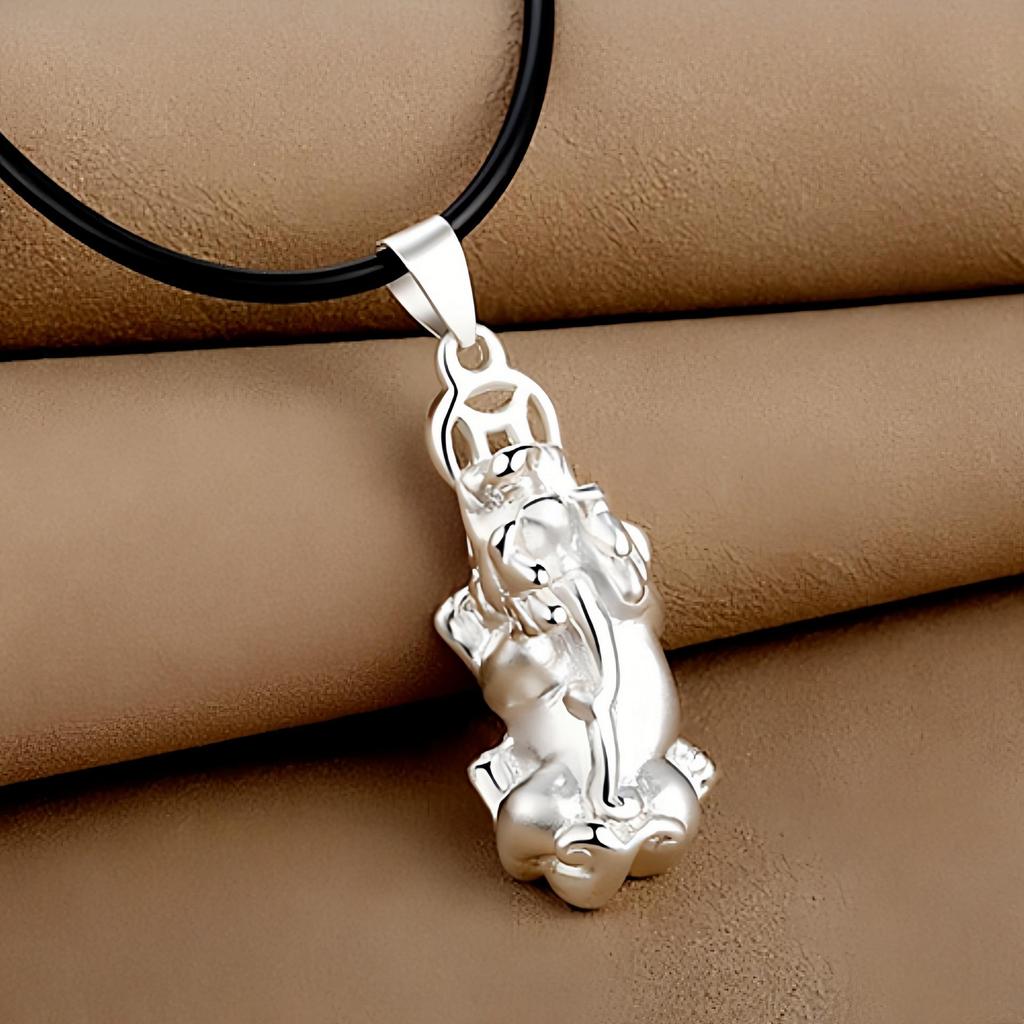 Yi Hua Retro Ethnic Style Solid Silver Pixiu Coin Pendant Necklace